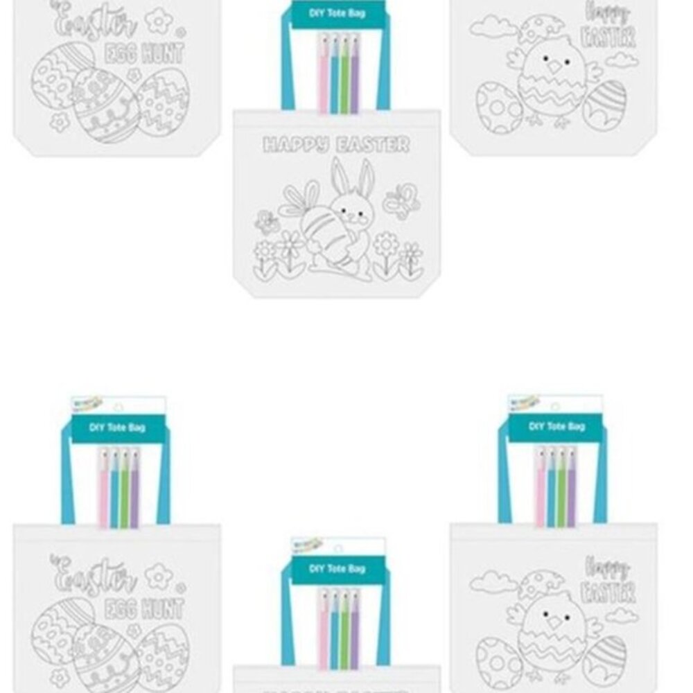 Easter Basket Bags w Markers DIY Tote Bag Color your Own 6 Bags